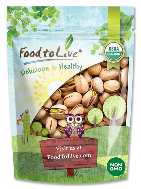 Organic Pistachios, 8 Ounces - In Shell, Dry Roasted with Sea Salt, Non-GMO, Kosher, Vegan, Bulk
