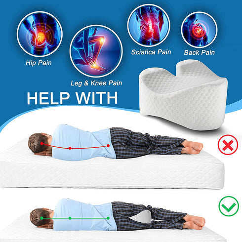 BCOZIN Knee Pillow for Sleeping, 100% Pure Memory Foam Between Leg Pillow for Back Pain Relief & Orthopedic Knee Pillow for Side Sleepers, Hip, Lower Back, and Sciatic Nerve Pain Relief, 1 Pcs