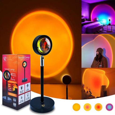 Sunset Lamp LED Sunset Projection Lamp 180 Degree Rotation Adjustable Height Night Rainbow Light USB Projector Golden Hour Artistic Sunlight Lamp Home Living Room D©cor Sunset Light for Photography