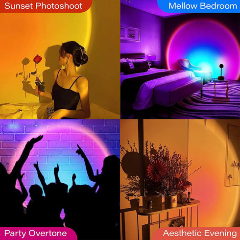 Sunset Lamp LED Sunset Projection Lamp 180 Degree Rotation Adjustable Height Night Rainbow Light USB Projector Golden Hour Artistic Sunlight Lamp Home Living Room D©cor Sunset Light for Photography