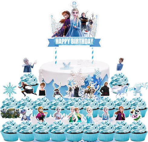 21 Decorations for Frozen Cake Topper Cupcake Toppers Set Decorations Birthday Party Topper for Children