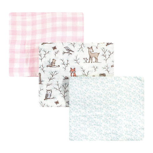 Hudson Baby Unisex Baby Cotton Muslin Swaddle Blankets, Enchanted Forest 3-Pack, One Size