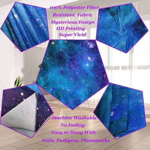 Lahasbja Galaxy Tapestry Blue Starry Sky Tapestry Universe Space Tapestry Wall Hanging Psychedelic Tapestry Mysterious Nebula Stars Wall Tapestry for Living Room Dorm