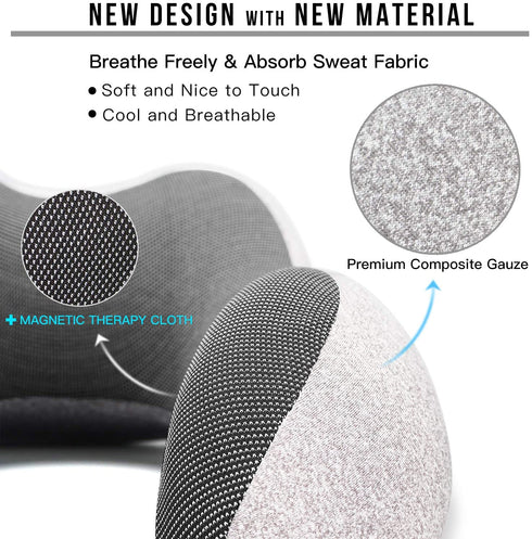 MLVOC Travel Pillow 100% Pure Memory Foam Neck Pillow, Comfortable & Breathable Cover - Machine Washable, Airplane Travel Kit with 3D Sleep Mask, Earplugs, and Luxury Bag, Grey
