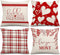 Whaline Happy Valentine's Day Pillow Covers Heart Buffalo Plaid Throw Cushion Cover Red White Love You Most Pillow Case for Farmhouse Home Office Sofa Bed Party Decoration, 18 x 18inch, Set of 4