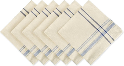 DII Kitchen Essentials Everyday French Stripe Tabletop Collection, Napkin Set, 20x20, Taupe/Nautical Blue, 6 Piece