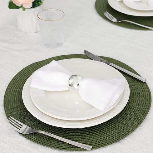 HODJOY placemat, Round Woven placemat for Indoor and Outdoor, 15", Set of 6 (Olive)