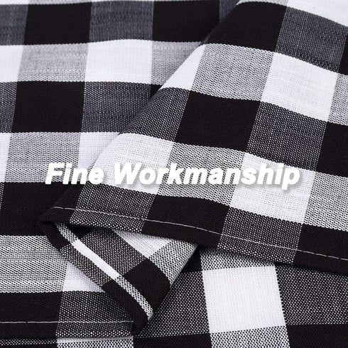 Black and White Buffalo Plaid Tie Up Valance Curtains, Buffalo Check Gingham Farmhouse Retro Adjustable Tie-Up Shades Window Treatment Kitchen Curtains for Cafe Bathroom Windows, 56 x 18", Black/White