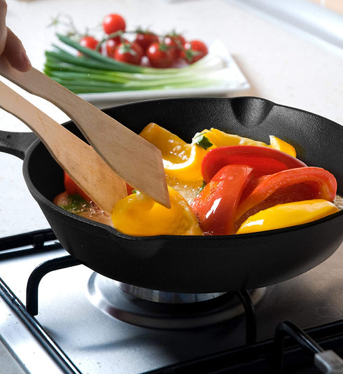 COMMERCIAL CHEF 10.25 Inch Preseasoned Cast Iron Skillet, Cast Iron Pan with Dual Pour Spouts