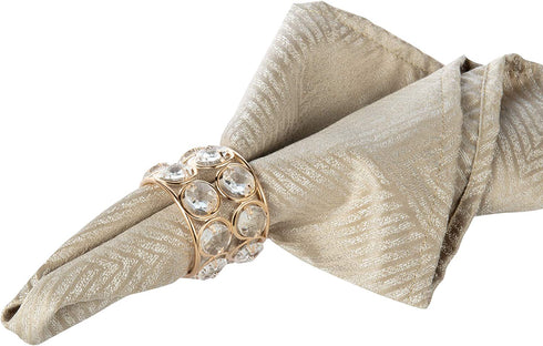 Feyarl Set of 8pcs Crystal Napkin Rings Shinny Table Dinner Napkin Ring Holders for Wedding Centerpieces Family Dinner Christmas Special Festival Decoration (Gold)