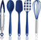 Cook with Color Silicone Cooking Utensils, 5 Pc Kitchen Utensil Set, Easy to Clean Silicone Kitchen Utensils, Cooking Utensils for Nonstick Cookware, Kitchen Gadgets Set (Blue Collection)