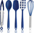 Cook with Color Silicone Cooking Utensils, 5 Pc Kitchen Utensil Set, Easy to Clean Silicone Kitchen Utensils, Cooking Utensils for Nonstick Cookware, Kitchen Gadgets Set (Blue Collection)