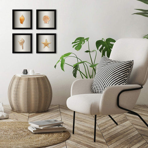 Americanflat 8x8 Shadow Box Frame in Black with Soft Linen Back-Composite Wood with Shatter Resistant Glass for Wall and Tabletop