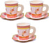 36 Disposable Tea Party Cups 5 oz 3" 36 Saucers 5" Paper Floral Shaped Plate Teacup Set with Handle for Kids Girls Mom Coffee Mugs Wedding Birthday Baby Bridal Shower Gold Foil & Pink Table Supplies