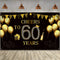 Happy 60th Birthday Party Backdrop Banner, Extra Large Fabric Black Gold Cheers to 60 Years Backdrop Anniversary Decoration Background Banner for Men Women 60th Birthday Party Supply, 72.8 x 43.3 Inch
