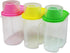 Basicwise Small BPA -Free Plastic Food Saver, Kitchen Food Cereal Storage Containers with Graduated Cap, Set of 3, Green, Pink, and Yellow (QI003216.3S)