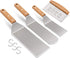 Leonyo Metal Spatula Set of 4, Stainless Steel Griddle Accessories - Grill Spatula Scraper for Flat Top Cast Iron Teppanyaki Grill BBQ, Pancake Flipper Hamburger Turner Utensil, Gift for Men Women