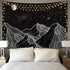 Sevenstars Mountain Tapestry Moon Star Tapestry Starry Night Sky Tapestry Black and White Mountains Tapestry for Room
