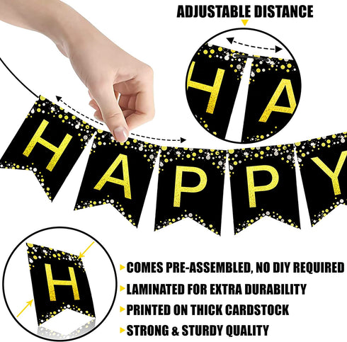 Huge New Years Eve Party Supplies 2022 - Pack of 70 | No DIY, Happy New Year Banner, Hanging Swirls and PomPoms for NYE Decorations 2022 | New Years Eve Decorations | Happy New Year Decorations 2022