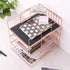 Hosaken Paper Tray, 4 Tier Stackable File Tray, Decorative Desk File Organizer Rack for Office Supplies and Accessories, 0.16Inch Thick Frame Rose Gold