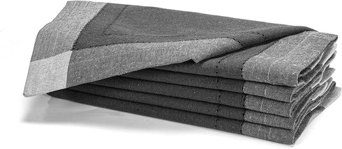 Farmhouse Cloth Napkin Set of 6 100% Cotton Dinner Napkin Double Holes Size 20"x 20" Color Dark Grey