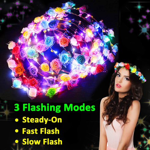 60 PCS Glow in the Dark Party Supplies Glow Sticks Bulk 2020 New Year LED Party Favor Light Up Toys Kid/Adults 50 Glow Sticks Necklaces Bracelets / 5 Light Up Glasses/ 5 Led Flower Crown