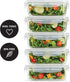 Fit & Fresh Glass Containers, Set of 5 Containers with Locking Lids, Meal Prep, 5 Pack, Glass Storage Containers with Airtight Seal, 28 oz.