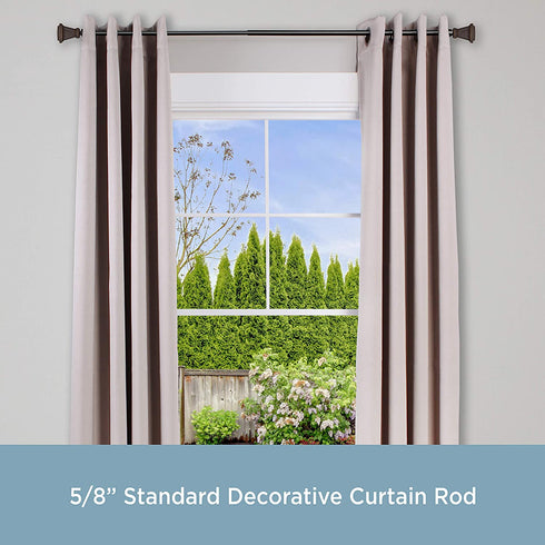 Kenney KN75351 Seville 5/8" Standard Decorative Window Curtain Rod, 48-86", Oil Rubbed Bronze