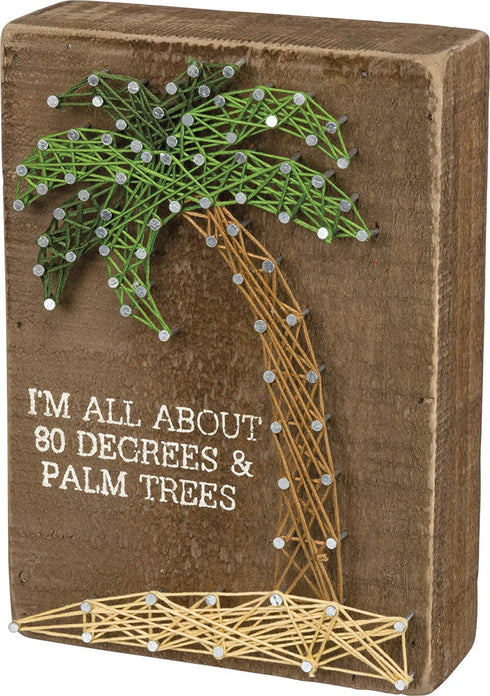 Primitives by Kathy 34654 String Art Box Sign, 5 x 7-Inches, 80 Degrees & Palm Trees