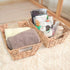 Water Hyacinth Storage Baskets Natural Handwoven Stackable Organizer Wicker Basket Bin With Handles for Cabinets,Cupboards,Shelves, Hold Vegetable,Towels Books Snacks Bottles 2 Pack 12x9x6 Natural/Tan
