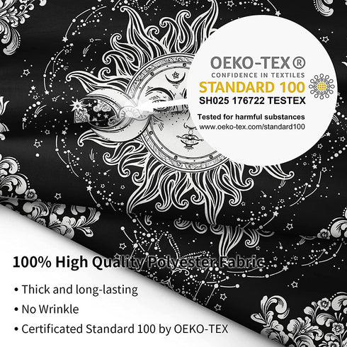 HYPREST Black and White Tapestry for Bedroom, Sun and Moon Tapestry, Burning Sun with Stars Psychedelic Tapestry Indie Wall Tapestry for Living Room Decor With Clips and Hooks (59" x 79"inches)