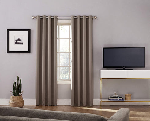 Sun Zero Nordic Theater Grade Extreme 100% Blackout Grommet Curtain Single Panel, 52" x 63", Taupe