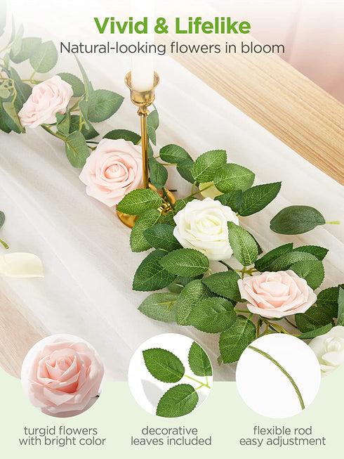 InnoGear Artificial Flowers, 50 Pcs Faux Flowers Fake Flowers Blush Roses Perfect for DIY Wedding Bouquets Centerpieces Bridal Shower Party Home Flower Arrangement Decorations