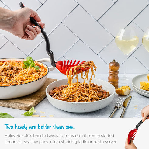 Dreamfarm Holey Spadle | Non-Stick Cooking Spoon & Serving Ladle with Holes | Dreamfarm Blue