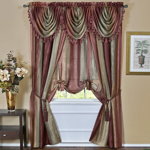 Achim Home Furnishings Ombre Tie up Shade Window Curtain, 50 in x 63 in, Burgundy