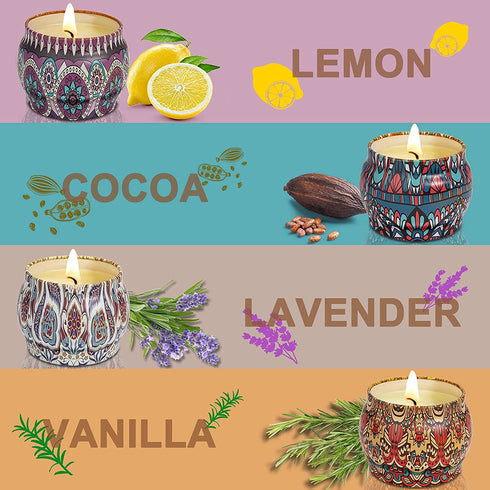 Scented Candles Birthday Gifts for Women, Aromatherapy Candle Valentines Day Gifts for her Holiday Gift Set for Women on Xmas Festivals, Birthday, Party,4 Pack