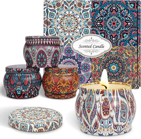 Scented Candles Birthday Gifts for Women, Aromatherapy Candle Valentines Day Gifts for her Holiday Gift Set for Women on Xmas Festivals, Birthday, Party,4 Pack