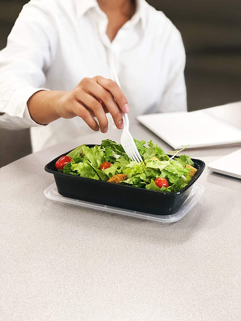 Reli. Meal Prep Containers, 28 oz. (50 Pack) - 1 Compartment Food Containers with Lids, Microwavable Food Storage Containers - Black Reusable Bento Box/Lunch Box Containers for Meal Prep (Black)(28oz)