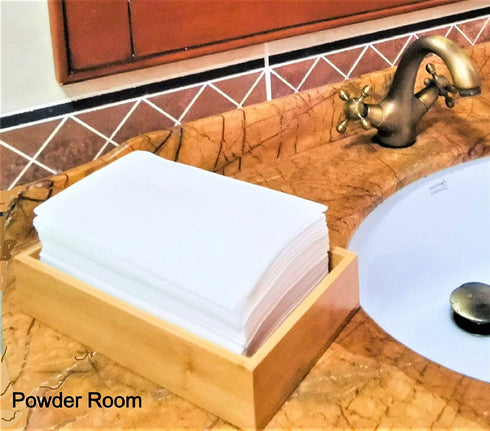 Bamboo Guest Towel Holder (9.75"x 5.50"x 2") Wooden Bathroom Napkin Tray Multipurpose Organizer & Accessory Drop Box - For Guest Bathroom, Dining Table, Kitchen Counter & Drawers