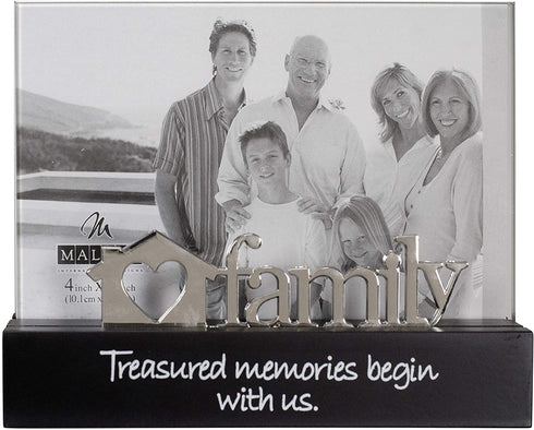 Malden International Designs Family Desktop Expressions with Silver Word Attachment Picture Frame, 4x6, Black