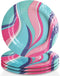 Trina Turk Melamine Set of 4 Plates Unbreakable, Lightweight Indoor & Outdoor Dinnerware Set for Home Entertaining, Barbecues, Picnics, Parties & Camping- BPA-Free, Salad, Wave