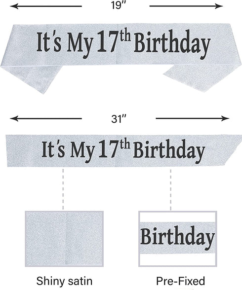 17th Birthday Gifts for Girls, 17th Birthday Tiara and Sash, 17th Birthday Decorations for Girl, 17th Birthday Crown and Sash for Girl, 17 Sash for Girl, 17 Tiaras and Crowns for Girls