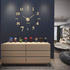 VREAONE Frameless DIY Wall Clock,Large Modern 3D Mirror Wall Clock Decor Sticker DIY Clock kit for Home Living Room Bedroom Office Wall Decorations(Gold)