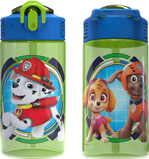 Zak Designs Kids Spout Cover and Built-in Carrying Loop Made of Plastic, Leak-Proof Water Bottle Design (16 oz, BPA-Free), 1 Count (Pack of 1), Paw Patrol (Rocky, Rubble & Chase)