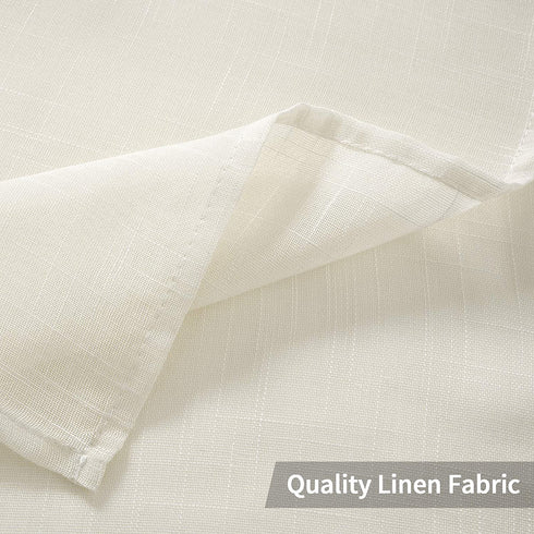 MIULEE 2 Panels Natural Linen Look Textured Sheer Curtains Elegant Solid Ivory Drapes Grommet Top Window Voile Panels for Bedroom Living Room (52X84 Inch)