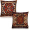 KENT HILL Persian Tribal Floral Throw Pillow Covers Set of 2 Decorative Outdoor Burnt Orange Turkish Cotton 18 X 18 Inches Square for Living Room Bed Sofa Chair Couch