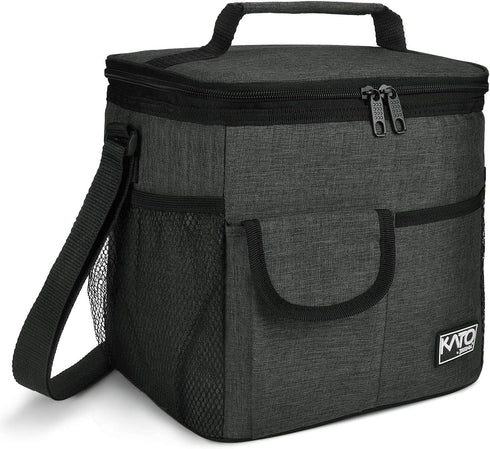 Large Insulated Lunch Bag for Women Men, 10L Leakproof Thermal Reusable Lunch Box for Adult & Kids, Tall Meal Prep Lunch Cooler Tote with 4 Pockets for Office Work by Tirrinia, Black