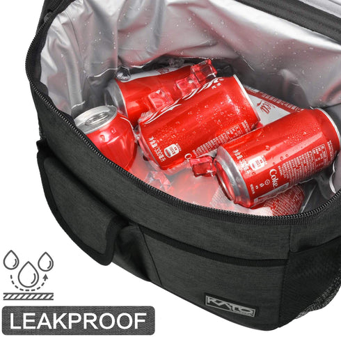 Large Insulated Lunch Bag for Women Men, 10L Leakproof Thermal Reusable Lunch Box for Adult & Kids, Tall Meal Prep Lunch Cooler Tote with 4 Pockets for Office Work by Tirrinia, Black
