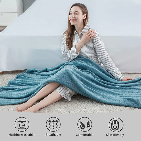 Inhand Fleece Throw Blankets, Super Soft Flannel Cozy Blankets for Adults, Washable Lightweight Fuzzy Blanket for Couch Sofa Bed Office, Throw Size Warm Plush Blankets for All Season (50"—60", Blue)