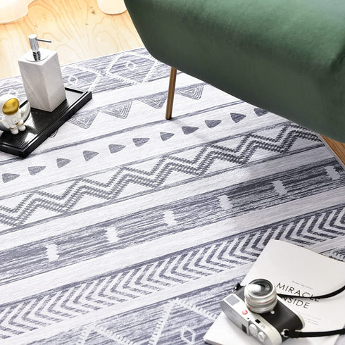 JINCHAN Door Mat 2x3 Area Rug Kitchen Rug Boho Rug Moroccan Floor Cover Bathroom Rug Mudcloth Rug Sketch Geometric Bohemia Mat Grey Dimond Non Slip Carpet for Living Room Bedroom Dining Room Entryway